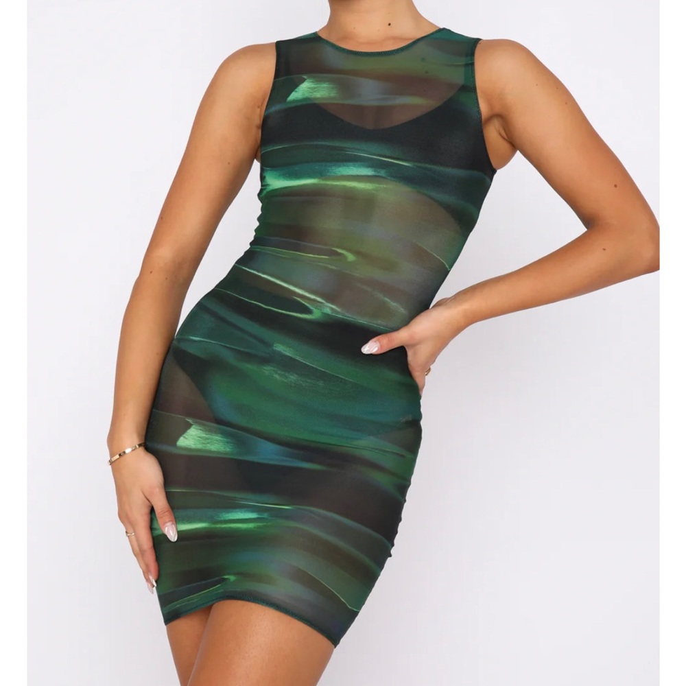 WHITE FOX BOUTIQUE “No Rules Mini Dress Green Distortion”